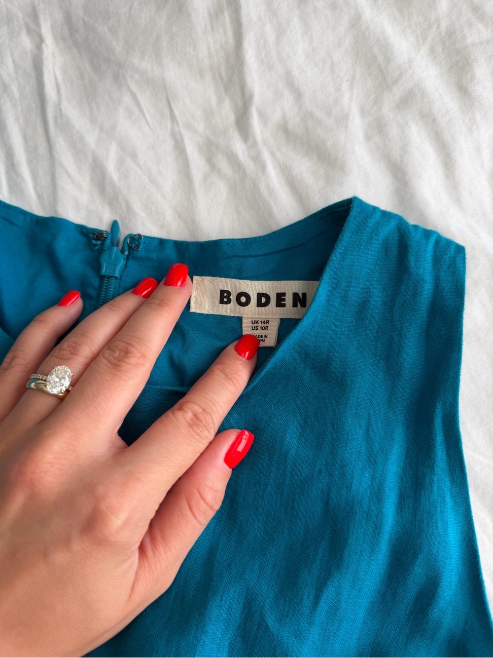 Boden Bright Blue Midi Dress with Side Cutouts - Picture 5 of 13